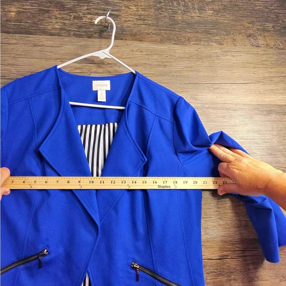 Chico's Royal Blue Blazer with Black Zipper Accents - Picture 3 of 7